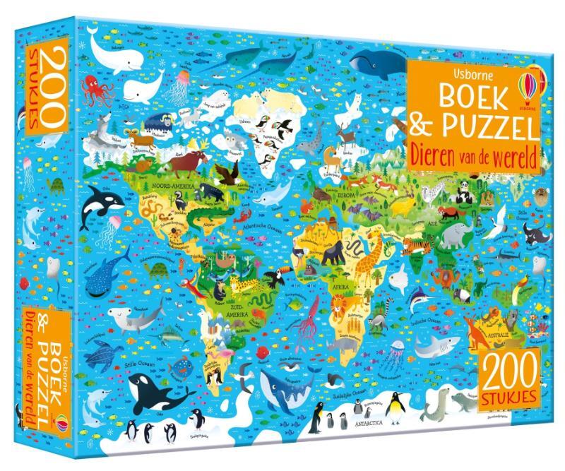 Omslag van boek: Boek & Puzzel - Dieren van de wereld