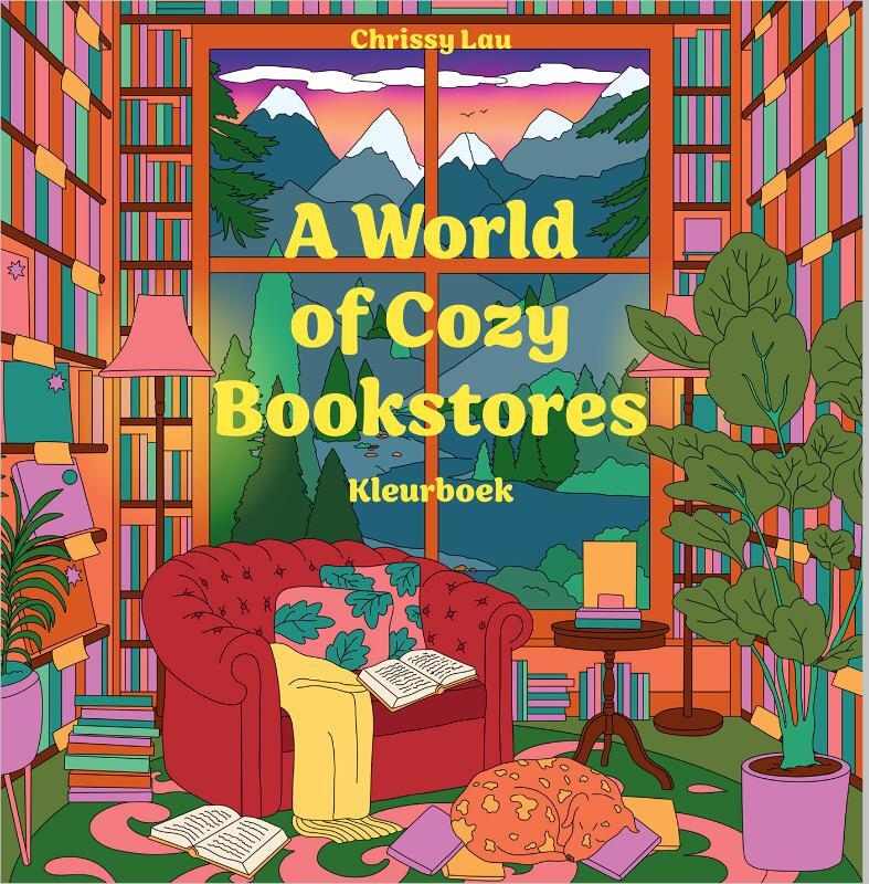 Omslag van boek: A World of Cozy Bookstores-kleurboek